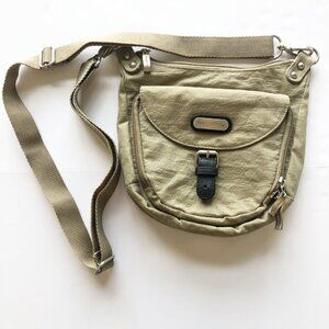 BAGGALLINI Mini Crossbody Convertible Belt Loop Purse Bag Khaki Tan